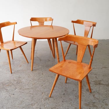 Paul McCobb Planner Group Maple T-Back Dinette Set – Table and 4 Chairs, Restored 