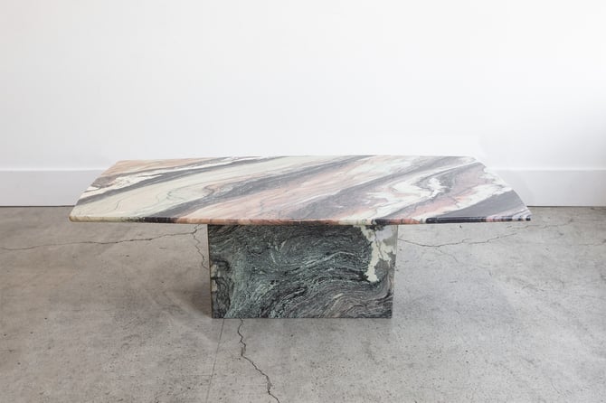 Vintage Postmodern Italian Marble Coffee Table Cipollino Ondulato Blush ...