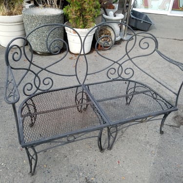 Vintage Wrought Iron 2 Piece Sectional Patio Loveseat