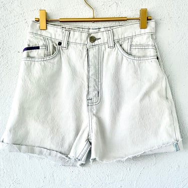 Vintage Lee 80s Jeans High Waisted Cutoff Shorts White Light Denim 