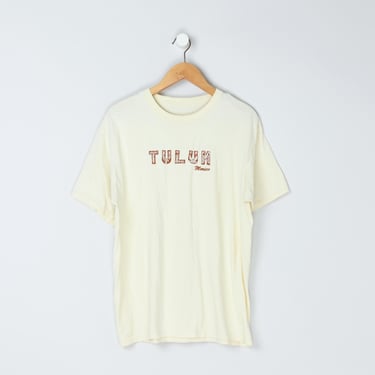 Vintage 90s Tulum, Mexico T-Shirt - cream, vacation, embroidered letters - Men's L 