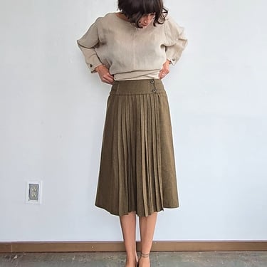 Moss Wool Pleated Skirt (XS)