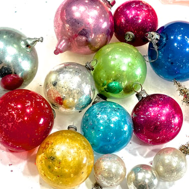 VINTAGE: 15pcs - Old Mercury Glass Ornaments - Japan, Poland, USA - Christmas Bulbs - Holiday Ornaments - Decorations - SKU Tub-395-00034981 