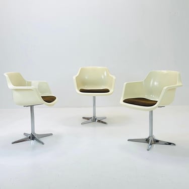 Set of 3 Space age armchairs by G. Leowald for Wilkhahn, 1970s 