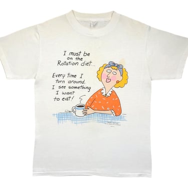 Vintage 80s/90s Hallmark Shoebox Greetings “I Must Be On The Rotation Diet…” Funny Phrase/Slogan Graphic T-Shirt Size Medium 