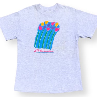 Vintage 80s/90s Colorado Flowers Destination/Souvenir Single Stitch Graphic T-Shirt Size Medium 