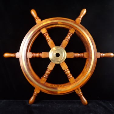 Ship's Wheel with Brass Rim, 24" Diameter