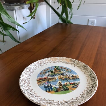 Maryland MD Baltimore USA decorative travel state souvenir plate 1960s 
