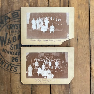 Antique Pair of 1899 Midget Wedding Child Bridal Party Cabinet Card Photos 