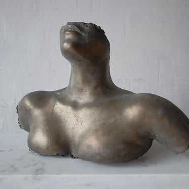 1960's Patinated Bronze Nude Female Bust Sculpture 