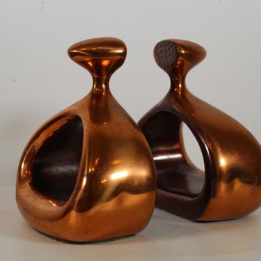 Mid Century Modern Pair of Ben Seibel Jenfred-Ware Copper Bookends 