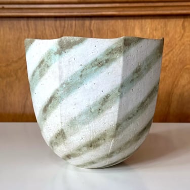 Ceramic Faceted Vessel with Striped Glaze by John Ward