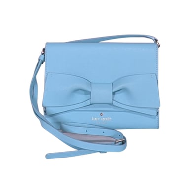 Kate Spade - Aqua Blue Bow Front Saffiano Leather Crossbody Bag