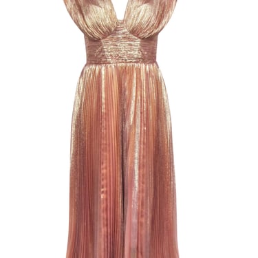 Maria Lucia Hohan - Rose Gold Metallic Pleated Dress Sz 8