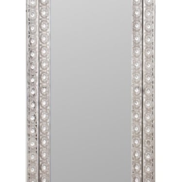 Silvered Filigree Metal & Gem-Set Full Mirror