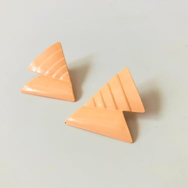 Vintage 80s Pink Metal Earrings 