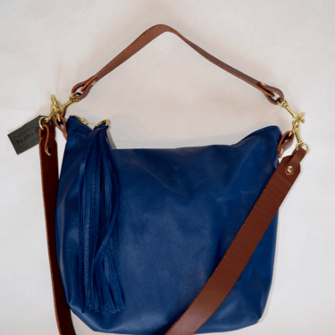 by elke Double Strap Leather Bag-Ink Blue