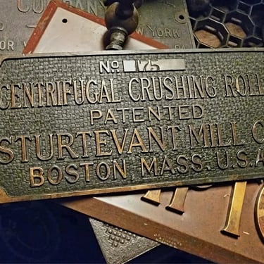 Antique Mining STURTEVANT MILL CO Boston Ma Brass Makers Name Plate C1905