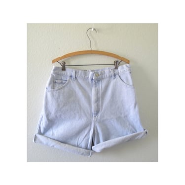 Vintage Lee Denim Shorts - Womens 90s Light Wash Blue Jean Shorts - High Waisted - Size 34" W 