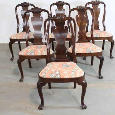 Set of 6 Georgian/Queen Anne Solid Mahogany Dining Side Chairs 