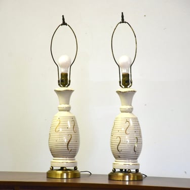 Vintage Brass Table Lamps - A Pair 