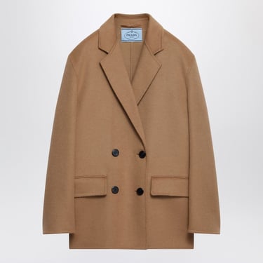 Prada Double-Breasted Camel-Colored Cashgora Jacket Women