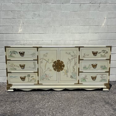 Gorgeous Dresser Vintage Buffet Cabinet Storage Asian Chinoiserie Bedroom Furniture Chinese Brass Bohemian Boho Chic CUSTOM PAINT AVAIL 