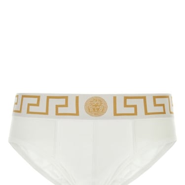 Versace Men White Stretch Cotton Brief