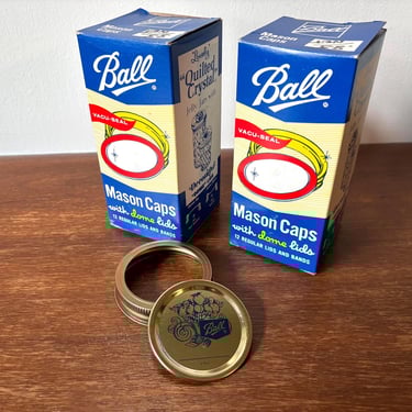 Vintage Ball One Dozen Mason Caps | Regular Dome Lids and Bands | Vacu-Seal Jar | Home Canning Supply | Original Box Packaging | Set of 12 