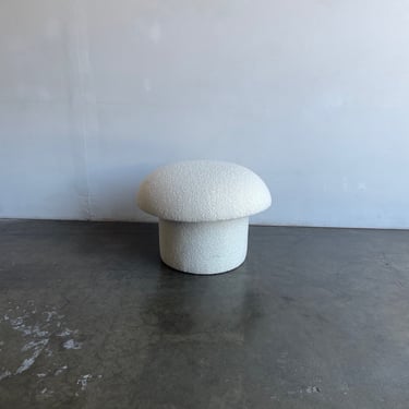 Made To Order White Boucle Shroom Ottoman 