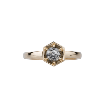 Lofted Issa Ring with Salt and Pepper Rose Cut Diamond