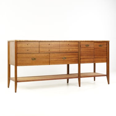 John Keal for Brown Saltman Style Mid Century Mahogany and Cane Console Credenza - mcm 