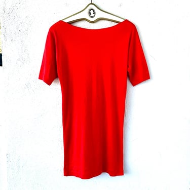Vintage 80s Red Tshirt Dress 1980s Mod Shirtdress 
