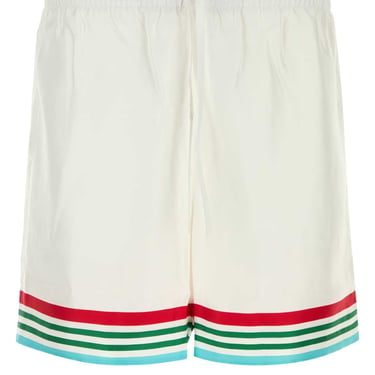 Casablanca Men White Twill Bermuda Shorts