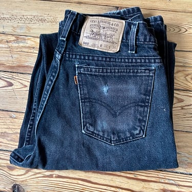 Vintage Levi’s 560 Orange Tab Jeans Loose Fit Tapered Leg 32 X 36 Faded Black 