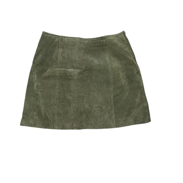 Vintage Kathy Ireland Olive Green Suede Mini Skirt, Size 12 