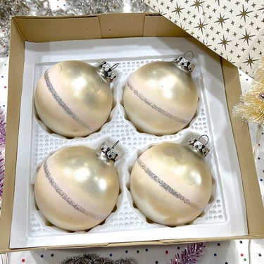 VINTAGE: West Germany Mercury Glass Ornaments in Box - Silver Ornaments -  Made in Germany - Holiday Christmas Xmas Decorations 