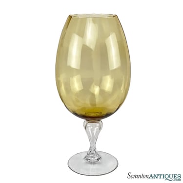 Vintage Large Italian Empoli Amber Art Glass Compote 18"
