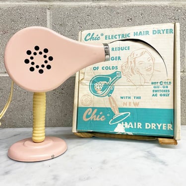 Vintage Chic Hair Dryer Retro 1950s Chic Electric Product + Morris Struhl + Reduce Danger of Colds + Hair Tool + Baby Pink + Bathroom Decor 