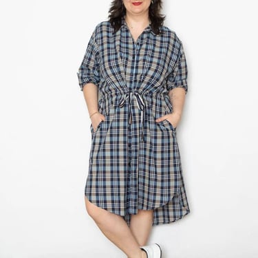 Amanda Dress - Navy Plaid