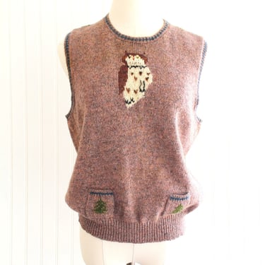 1970s - Sweater Vest - Owl - Wool  -  by, dia north of boston - Estimated size S/M 