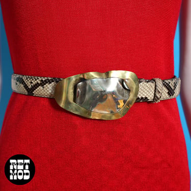 Statement Vintage 80s 90s Snakeskin Leather Belt with  display picture 2