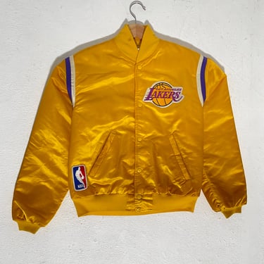Vintage 1990s Starter Los Angeles Lakers Yellow Satin Jacket Sz. M
