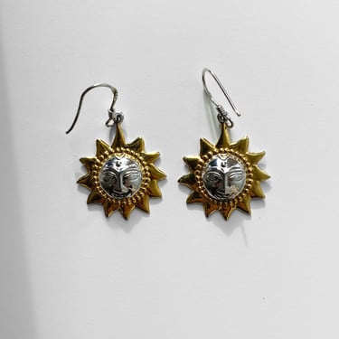 Gold & Silver Sun Face Earrings