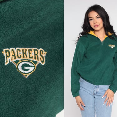 Green Bay Packers Sweatshirt 90s Fleece Sweatshirt Quarter Zip Pullover Sweater 90s Wisconsin Football NFL Sports Jacket Vintage 1990s Small 