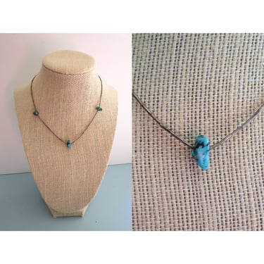 Vintage 70s Choker Necklace - Faux Turquoise Beaded Jewelry - Boho Hippie Summer Heshi Beads 