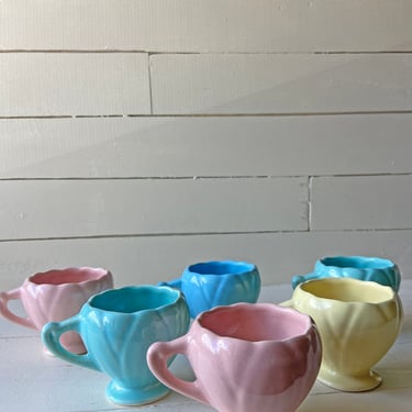 Vintage Camark Pottery Dematisse Tulip Tea Cup, Set of 7 // Pastel Colored Tea Cups // Perfect Gift 