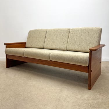 Danish modern solid teak minimalist sofa couch mid century 