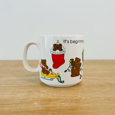 Vintage 1980s Christmas Coffee Mug by Russ It's Beginning to Look a Lot Like Christmas 