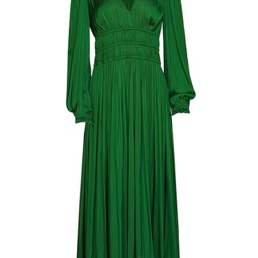 Maje - Green V-neckline Long Pleated Maxi Dress Sz 6